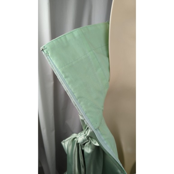 Vintage 50s Tulle Prom Dress Seafoam Green Satin Silk Halter Ruched Mint XXS XS - Picture 12 of 13